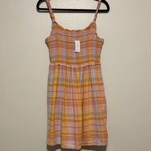 American Eagle Outfitters Pink and Yellow Plaid Mini Dress